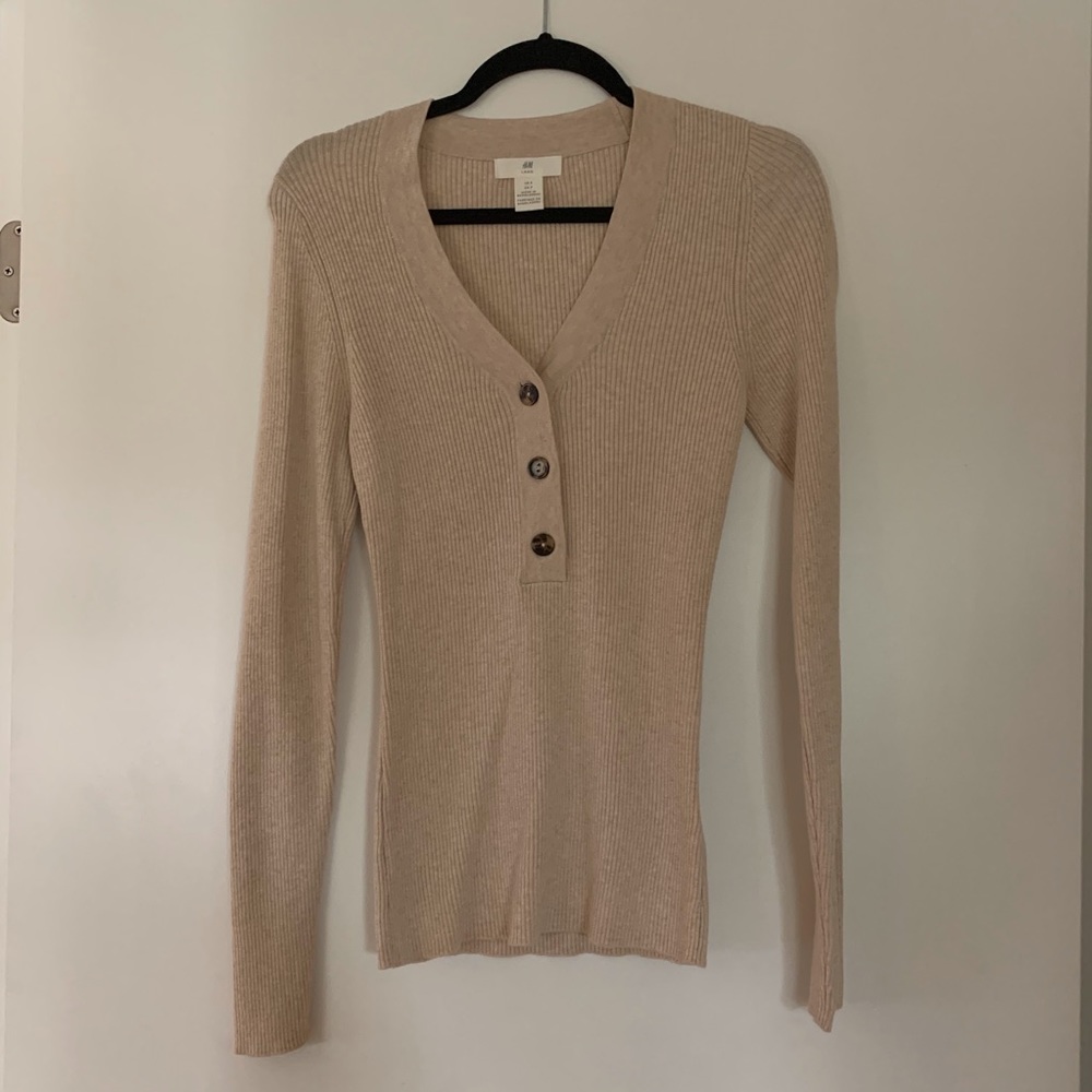 Cream ribbed sweater, H&M size S